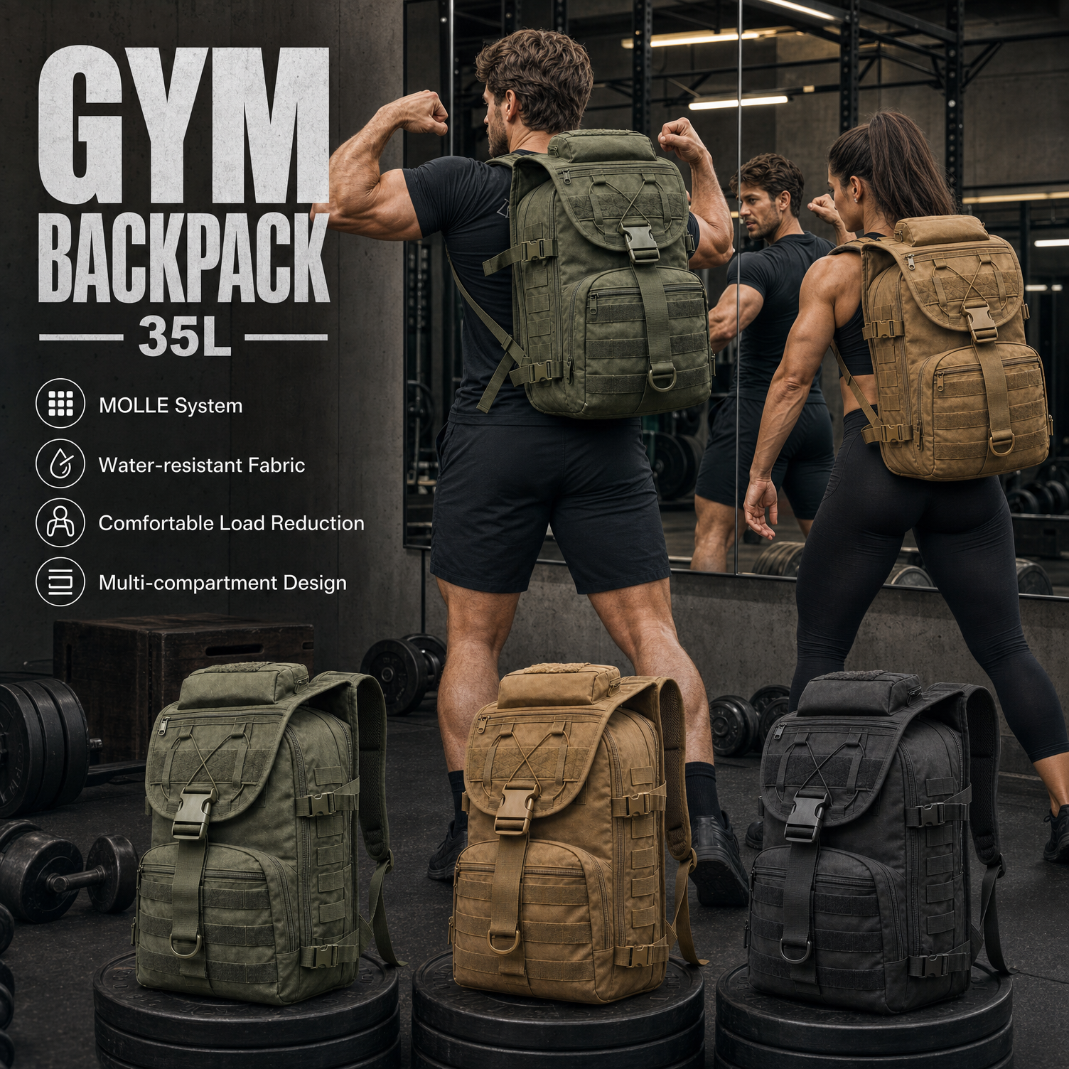Crossfit Gym - 35L Gym Training Backpack for Men