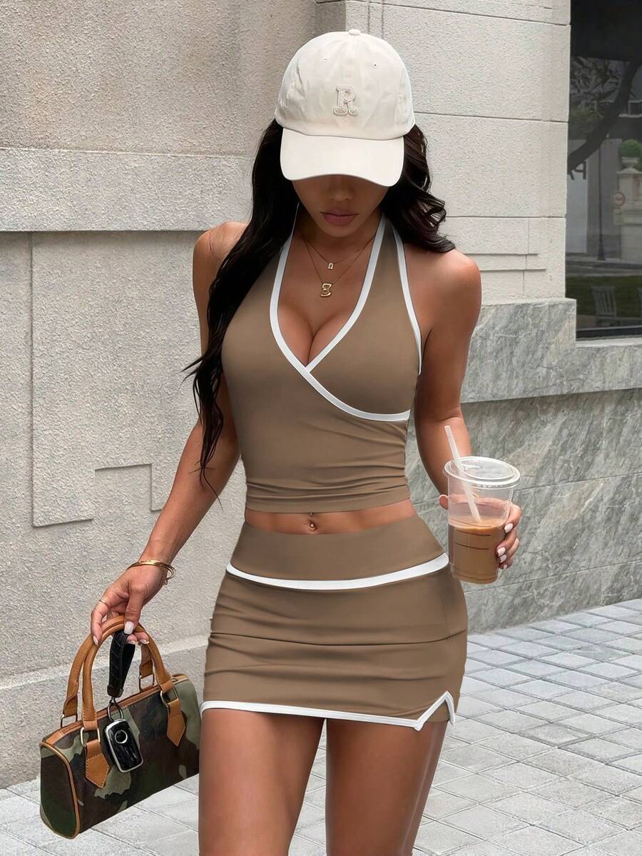 Womens Beige 2-Piece Sports Se - Crossfit Gym บทวิจารณ์และราคา