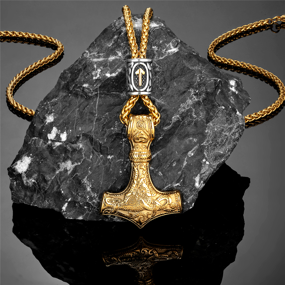 Gold Plated Norse Runes Beads  - Battle Rope Anchor บทวิจารณ์และราคา