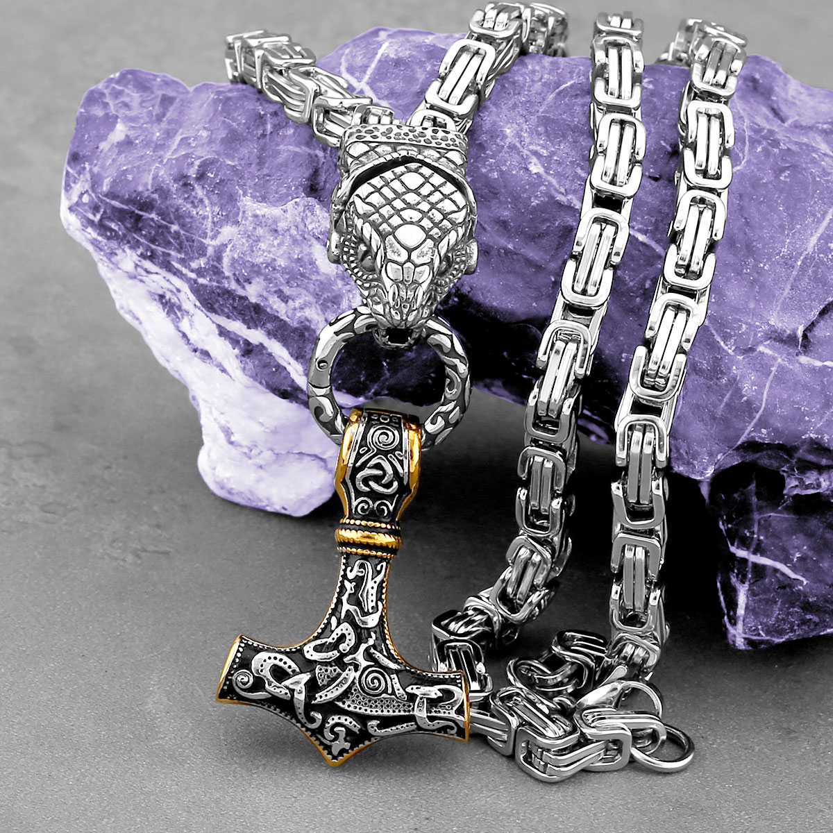 Nordic Odin Snake Head Necklac - Battle Rope Anchor บทวิจารณ์และราคา