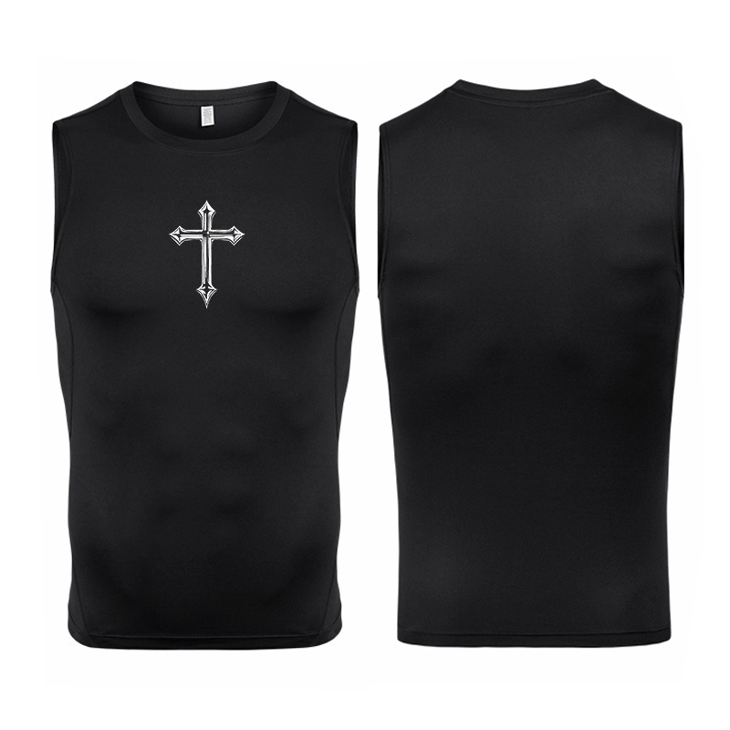 Cross Print Sleeveless Compres - Crossfit Gym บทวิจารณ์และราคา