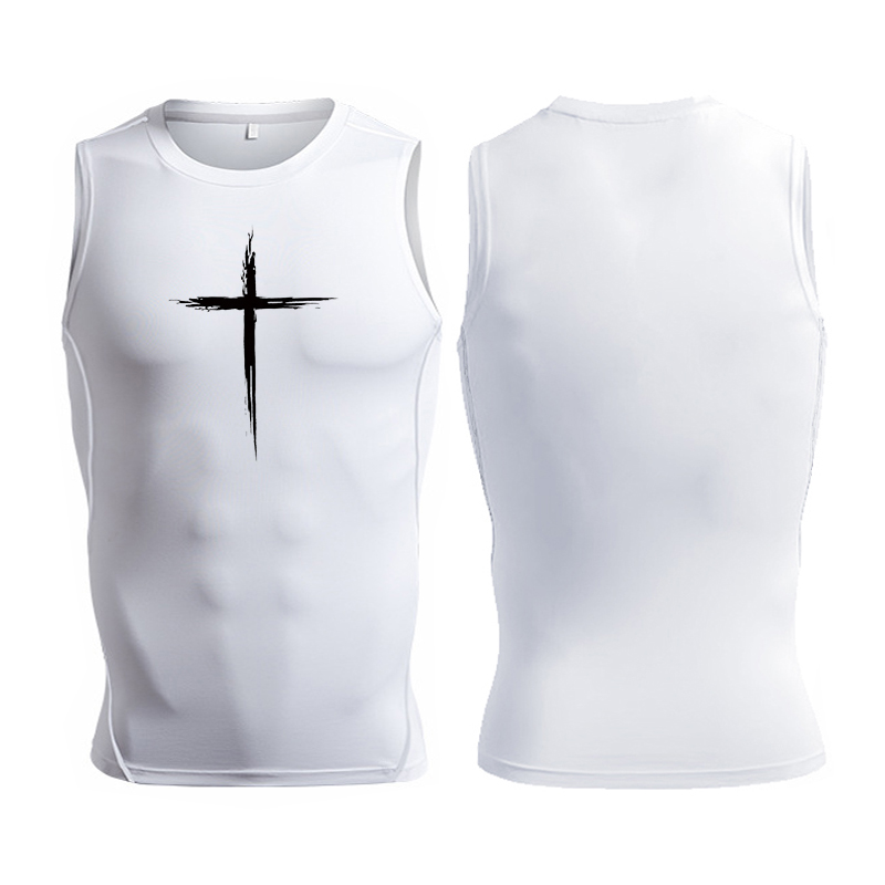 Cross Print Sleeveless Compres - Crossfit Gym บทวิจารณ์และราคา