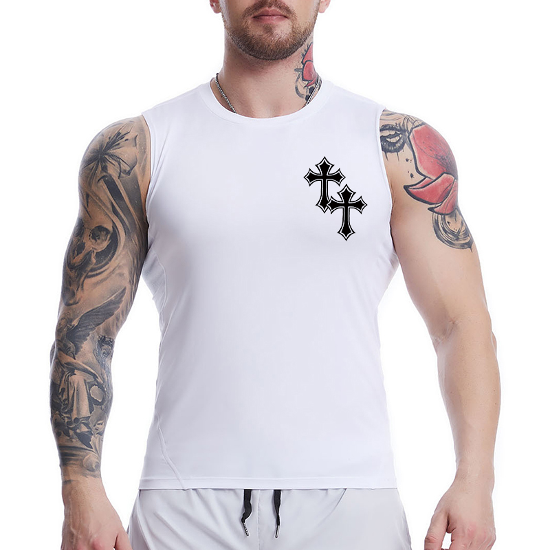 Cross Print Sleeveless Compres - Crossfit Gym บทวิจารณ์และราคา
